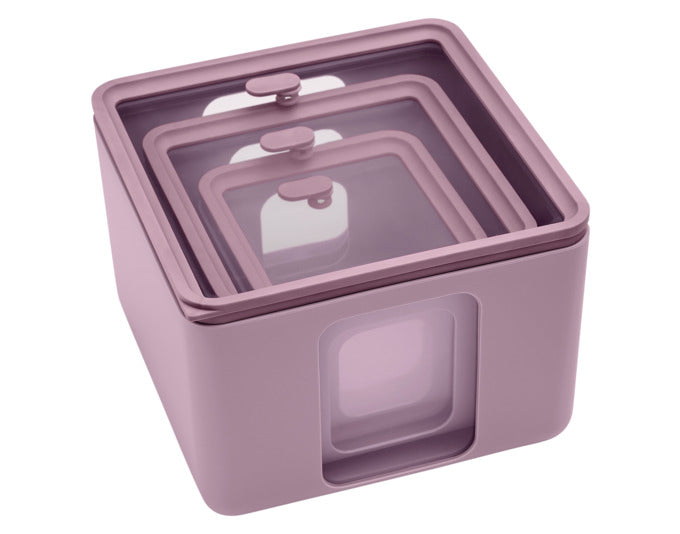 Praktisches BLIM PLUS Vorratsdosen Set Quadro Combo in XS, S und M, stilvoll in Mauve, ideal für die PEEK BOX Collection.