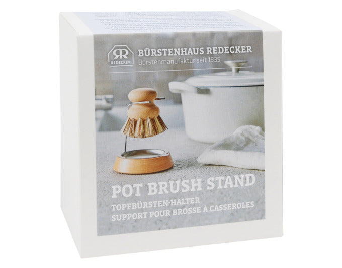 Entdecken Sie den stilvollen Topfbürsten-Halter aus Buche und Inox von REDECKER. Praktisch, hygienisch und elegant – ideal für Ihre Küche!
