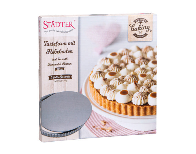 Tarteform mit Hebeboden, ø 28 cm, 2.2 cm hoch, silber, ideal für Backliebhaber, hochwertige Qualität von STÄDTER.