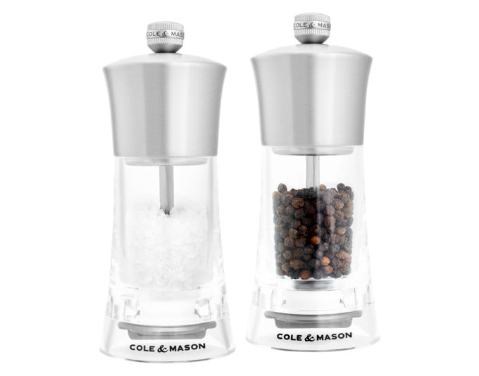 Cole & Mason pepper/salt mill set bromley acrylic SS 15x6x6 cm
