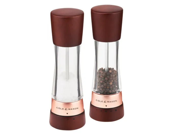 COLE&MASON Pfeffer-/Salzmühlen Set Derwent Kastanie roségold 19x6x6 cm in  präsentiert im Onlineshop von KAQTU Design AG. Salz & Pfeffer ist von COLE & MASON