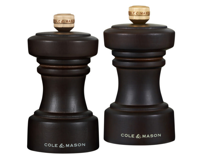 Cole & Mason pepper/salt mill set hoxton beech dark 10.4x 5.5x5.5 cm