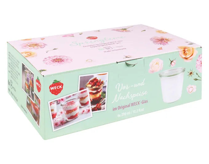WECK Einmachgläser Springtime Sturzform mit Deckel 6 Stück 290 ml ø 80 mm in  präsentiert im Onlineshop von KAQTU Design AG. Aufbewahrungsbehälter ist von WECK