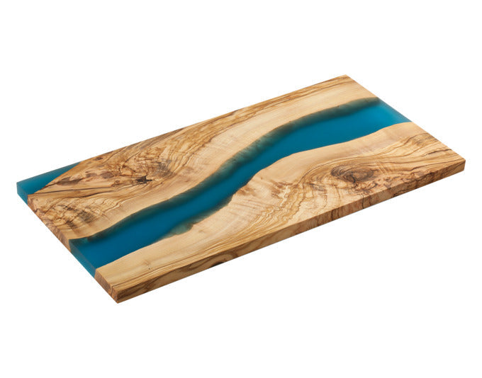 ZASSENHAUS Servierbrett Olive/Harz blau 45x22x1.5 cm in  präsentiert im Onlineshop von KAQTU Design AG. Schale ist von ZASSENHAUS