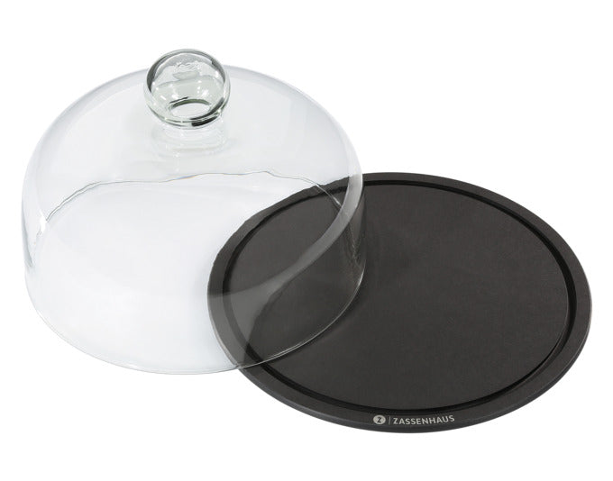 Elegante ZASSENHAUS Käseglocke mit Glashaube, ø 23 cm, ideal für stilvolles Servieren und Frischhalten von Käse und anderen Speisen.