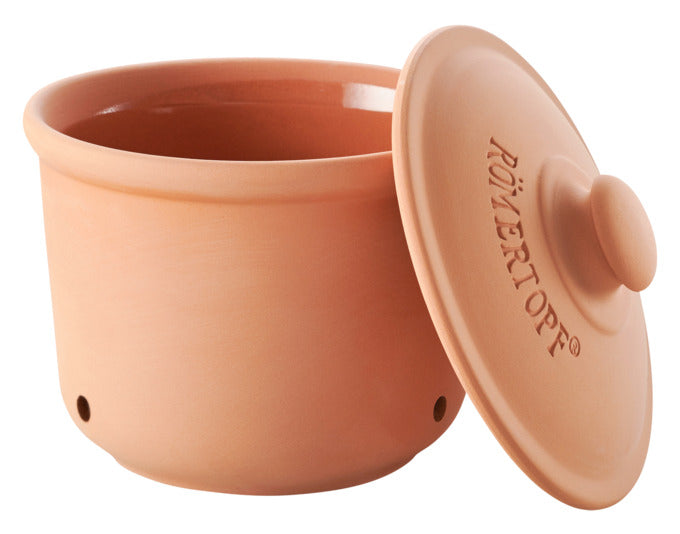 Kleiner RÖMERTOPF Frischetopf aus Terracotta, 0.6 l, ideal für frische Lebensmittel, Maße: 12.5x13 cm, traditionelles Design.