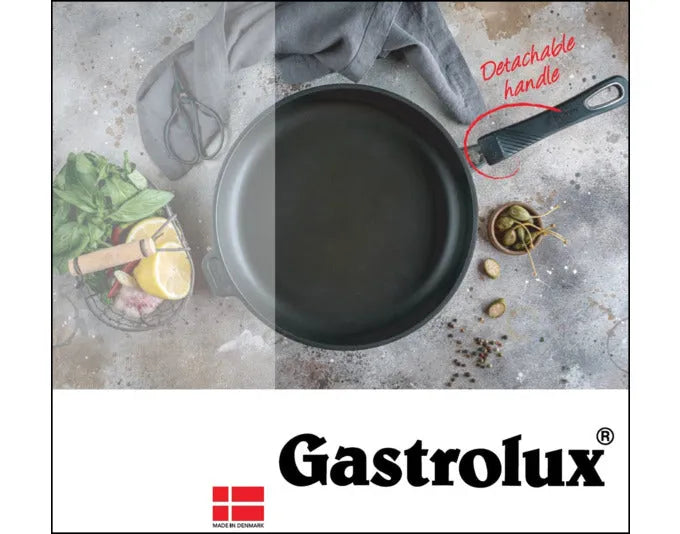 Hochwertiges GASTROLUX Bratpfannen-Set mit abnehmbarem Stiel, ø 20 cm und ø 28 cm, ideal für vielseitiges Kochen.