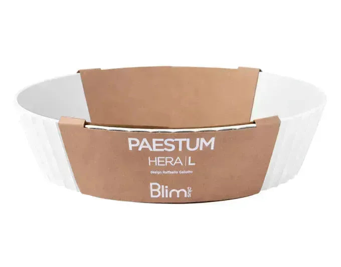 Elegante weiße Schüssel Hera L von BLIM PLUS, 25 cm Durchmesser, 6 cm hoch, ideal für stilvolles Servieren.