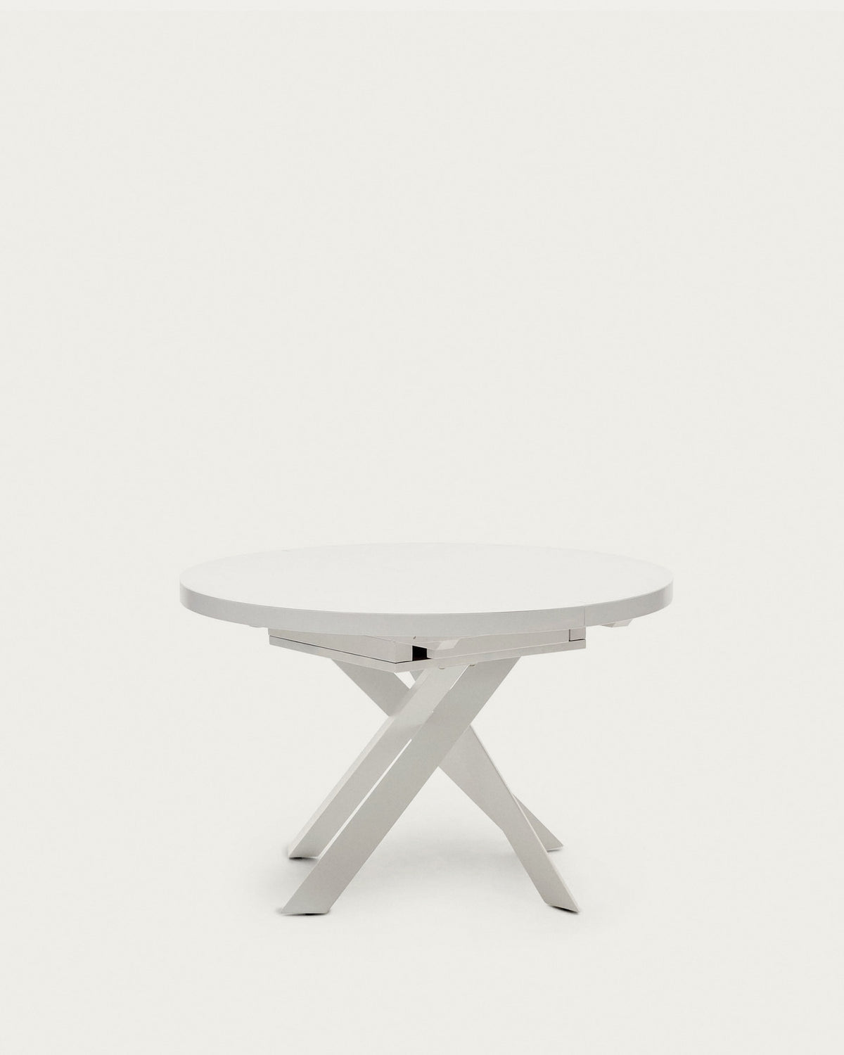 Vashti runder Ausziehtisch aus Glas, MDF, Stahlbeine mit weissem Finish Ø120(160)x120cm in Weiss präsentiert im Onlineshop von KAQTU Design AG. Esstisch ist von Kave Home