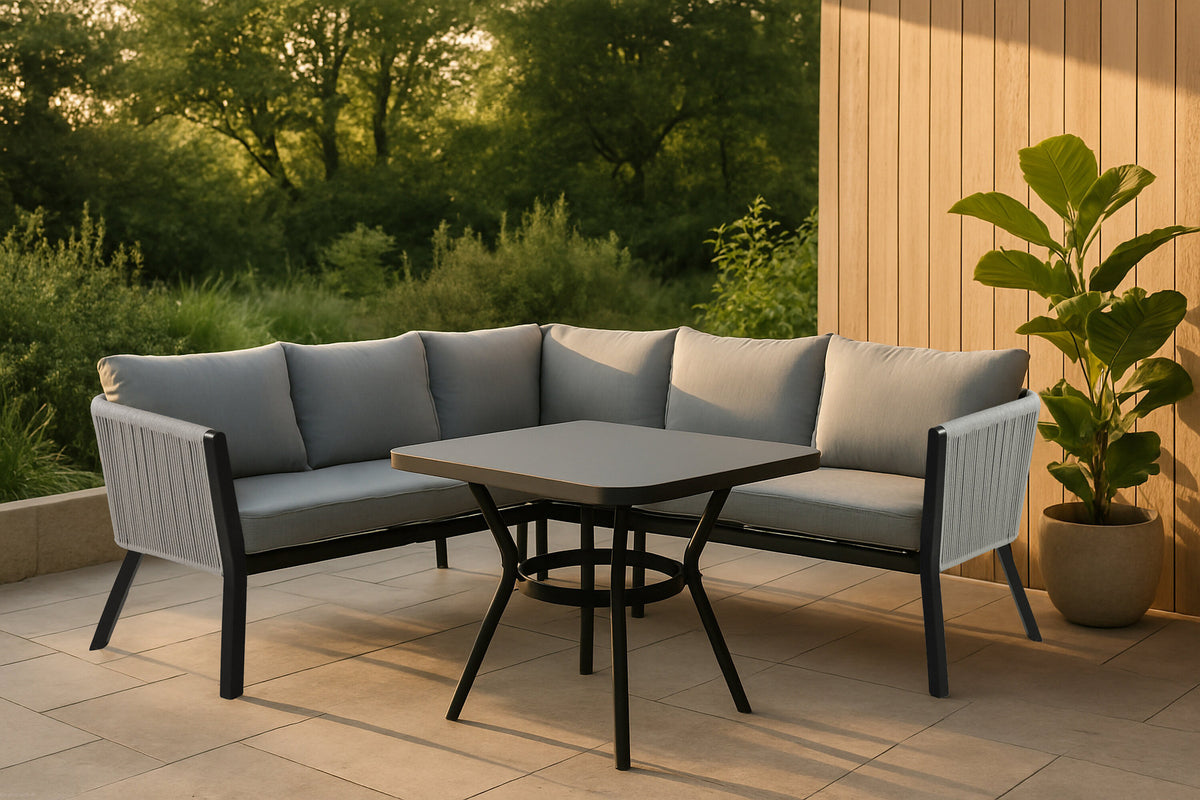 Virya Ecksofa Outdoorset 90cm in Grau / Schwarz präsentiert im Onlineshop von KAQTU Design AG. Loungeset ist von Venture Home