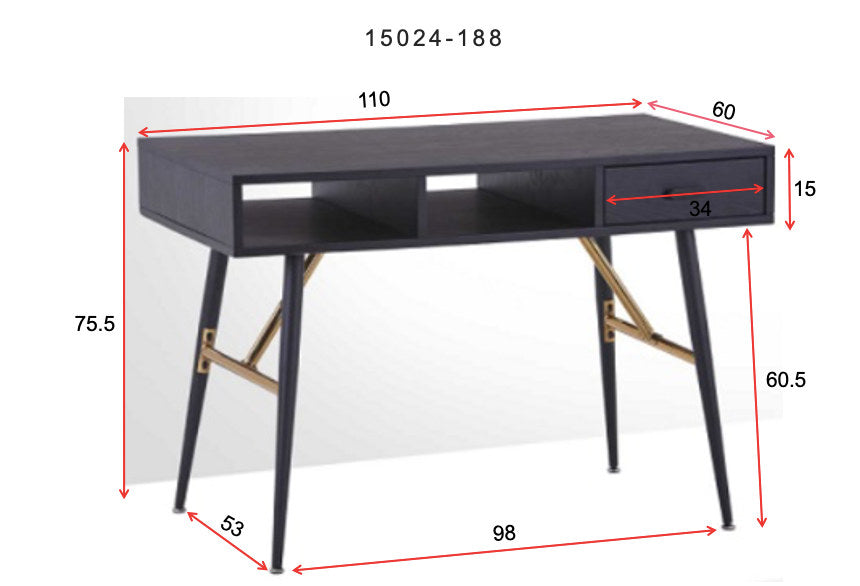 Gold Schreibtisch in Schwarz präsentiert im Onlineshop von KAQTU Design AG. Schreibtisch ist von Venture Home