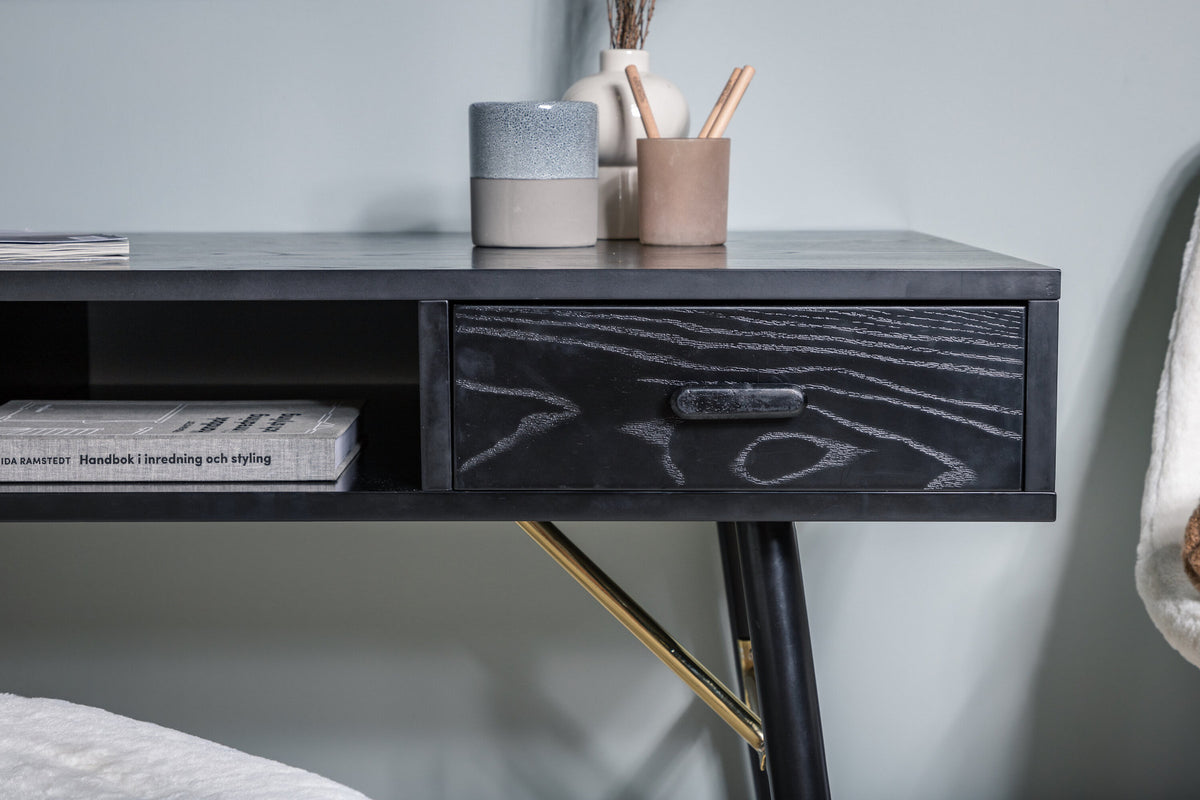Gold Schreibtisch in Schwarz präsentiert im Onlineshop von KAQTU Design AG. Schreibtisch ist von Venture Home