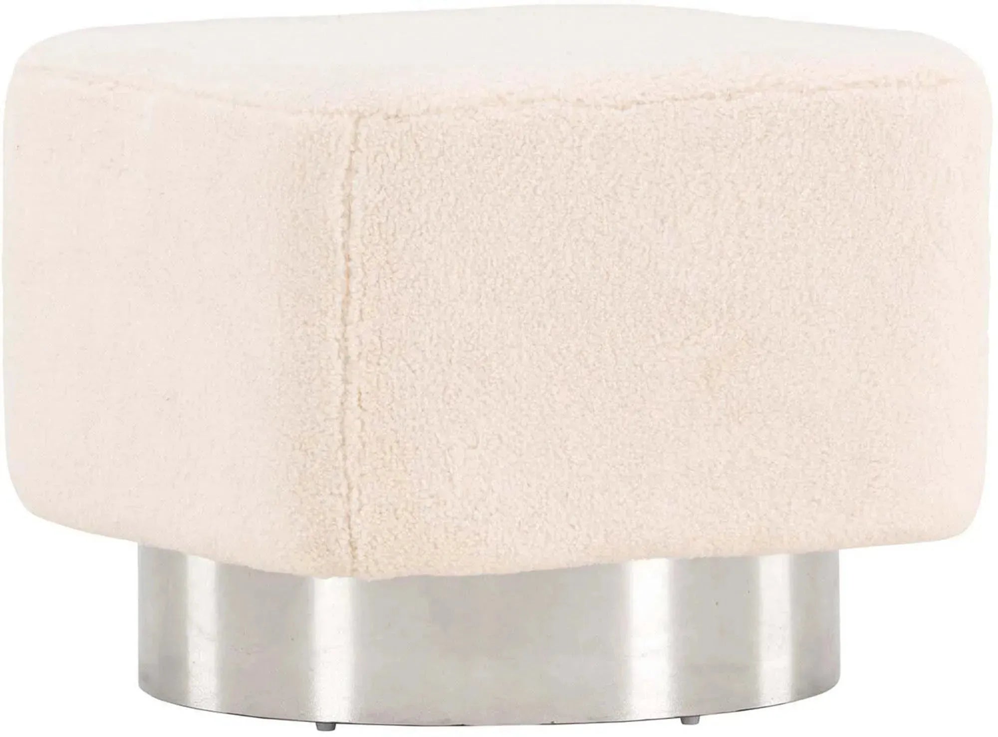 Eleganter Newton Hocker von Venture Home in weichem Teddy-Material.
