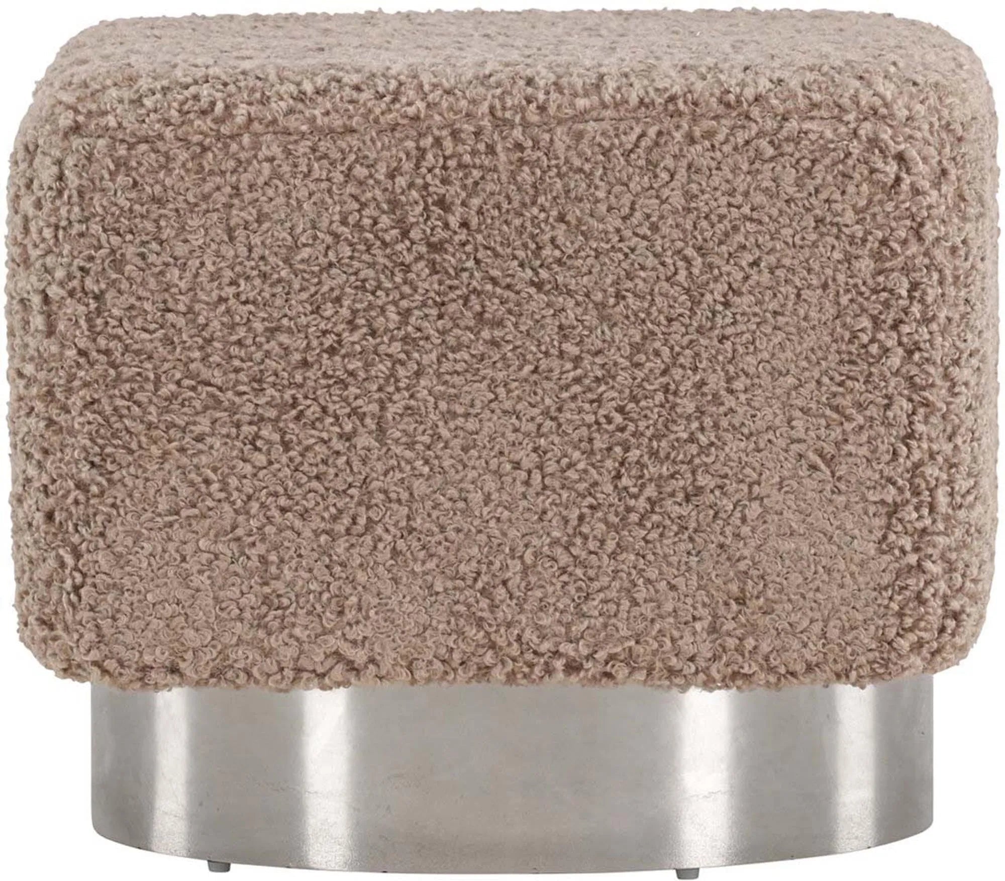 Der Newton Hocker von Venture Home: Stilvoller Teddy-Stoff, kompakt, vielseitig, modern – ein Must-have für jeden Raum.