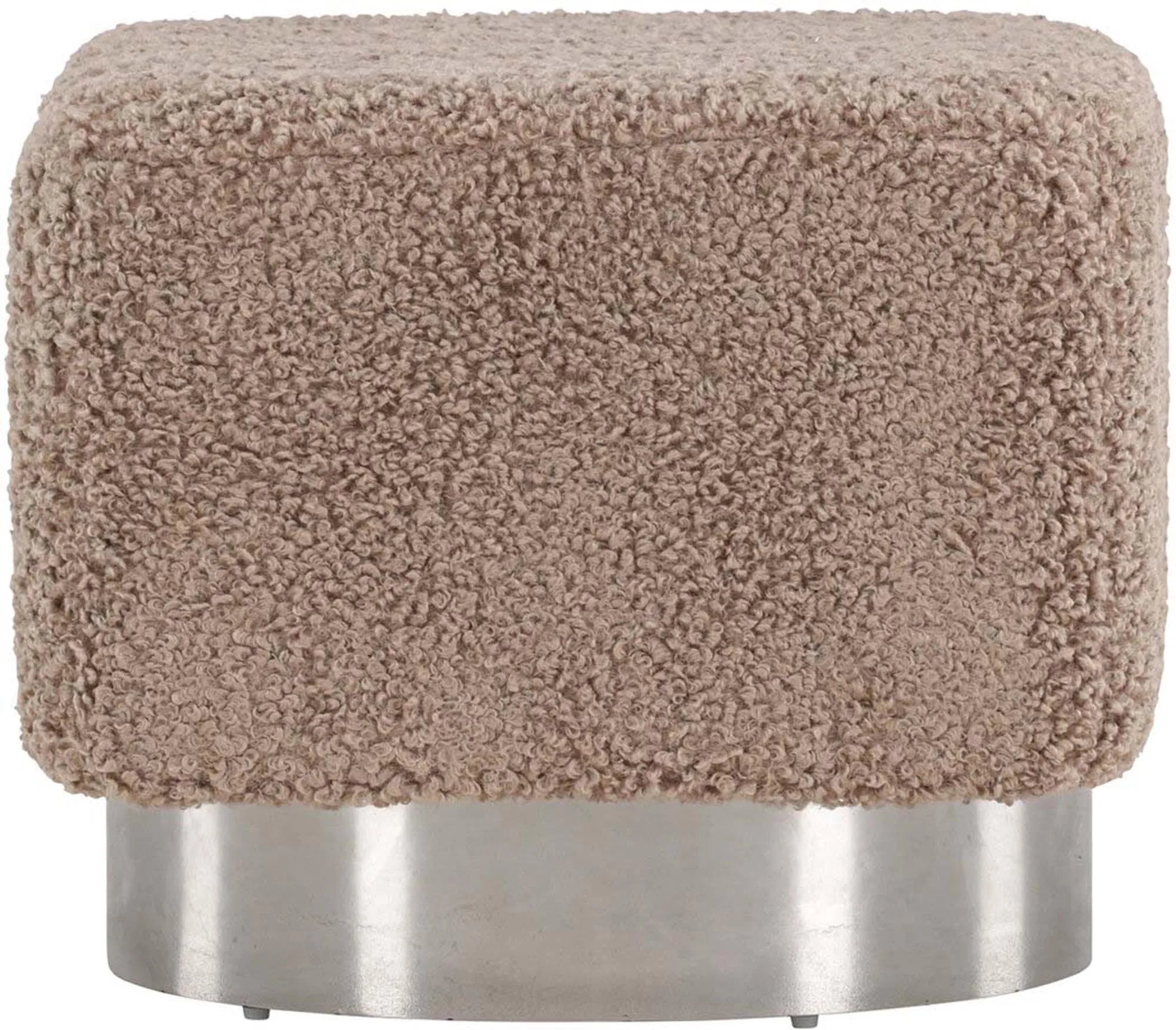 Der Newton Hocker von Venture Home: Stilvoller Teddy-Stoff, kompakt, vielseitig, modern – ein Must-have für jeden Raum.