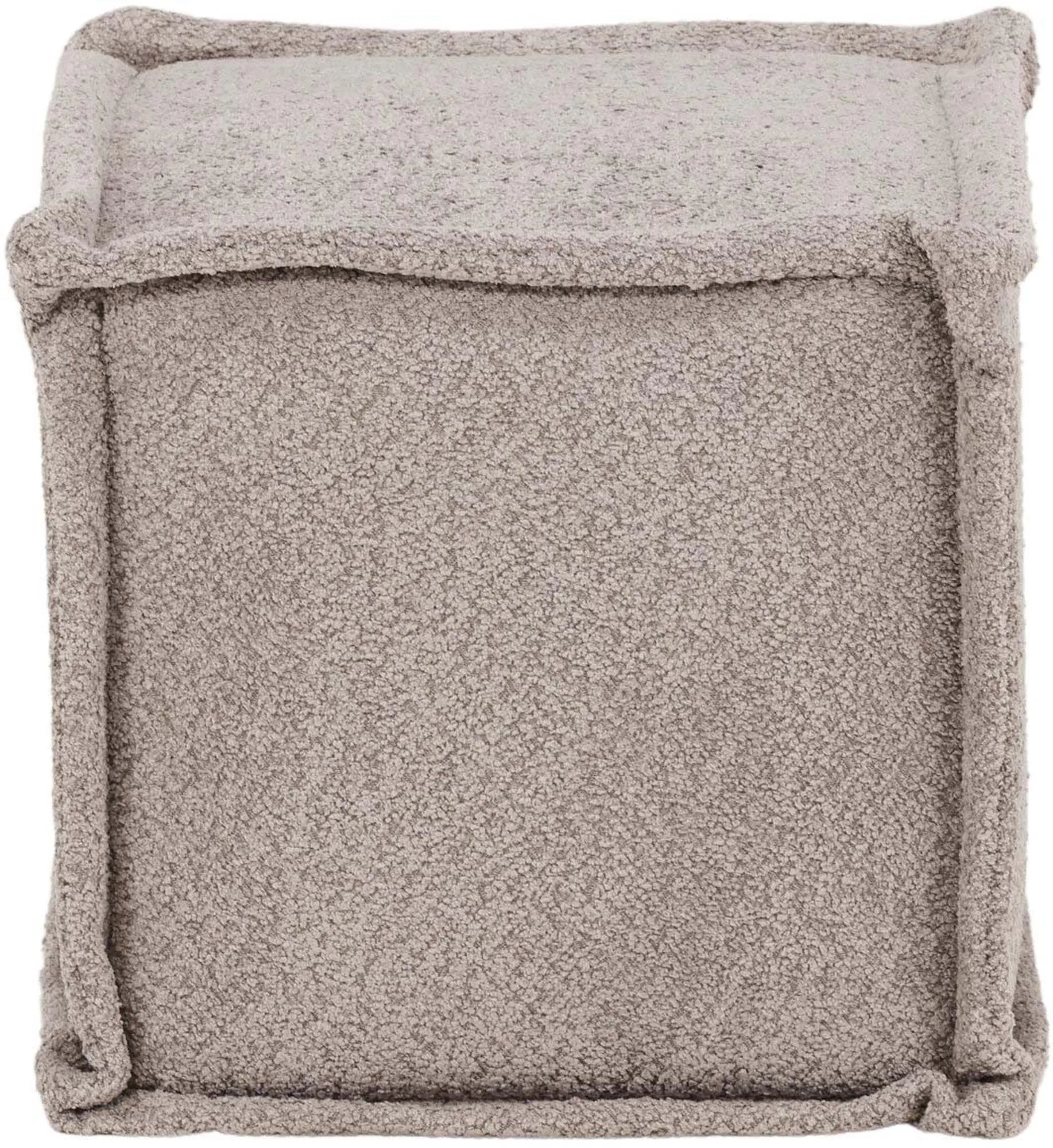 Der Castine Ottoman von Venture Home: stilvoller, beiger Pouf aus Vliesstoff, vielseitig als Sitz, Fußablage oder Tisch.