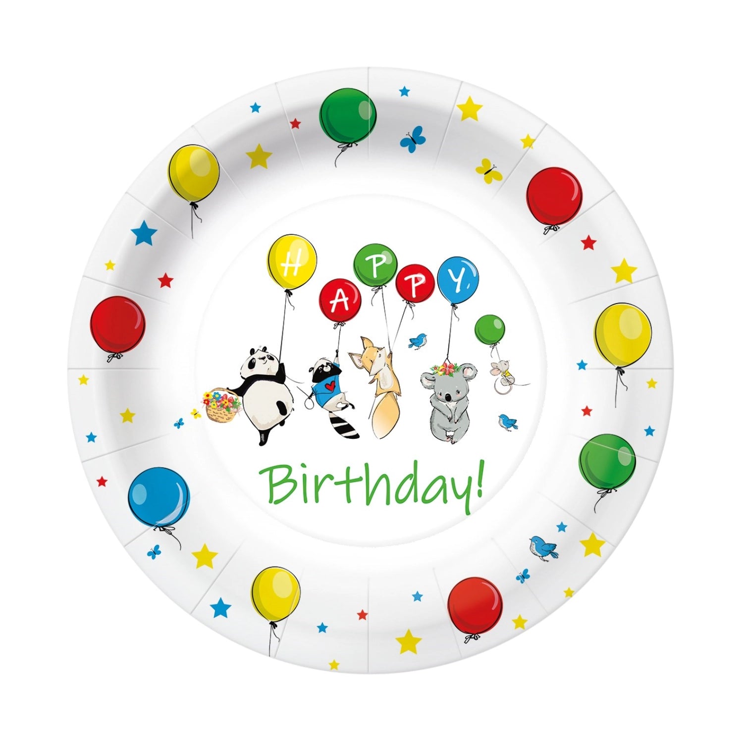 Pappteller 8x Ballon Happy Birthday, 23x23cm in Mehrfarbig präsentiert im Onlineshop von KAQTU Design AG. Teller ist von PAW