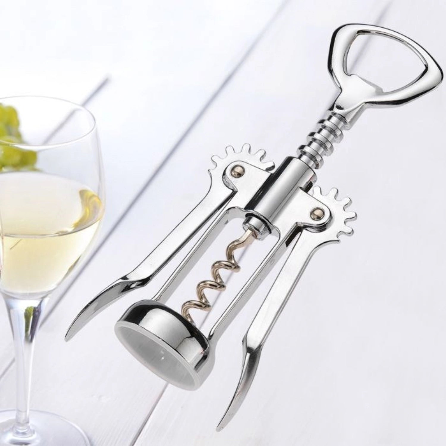 Tire-bouchon à levier, chromé, 16,5x6,5x4cm