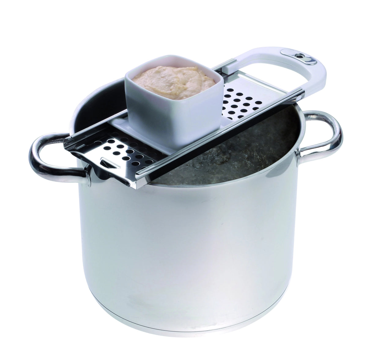 Spätzlehobel Knöpfle, 32x11x6.5cm in Silber präsentiert im Onlineshop von KAQTU Design AG. Küchenhelfer ist von Westmark