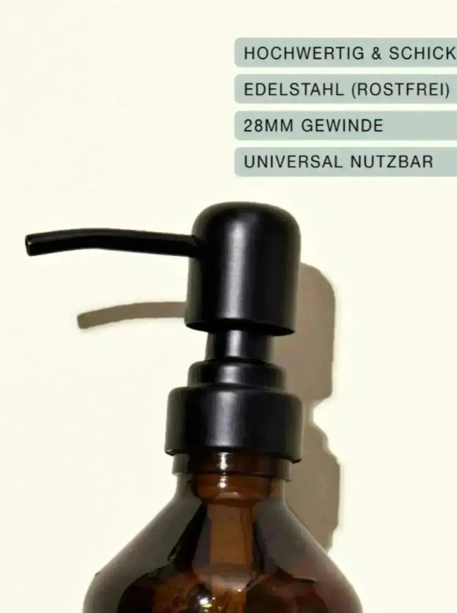 Eleganter schwarzer Edelstahl-Pumpspender von Nordesign, ideal für Seife oder Lotion, stilvoll und langlebig.