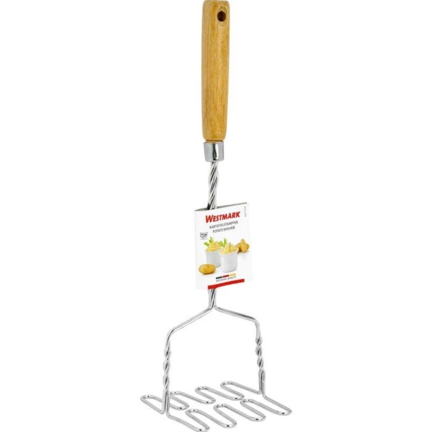 Robuster Kartoffelstampfer aus Edelstahl von Westmark, 34x10.5x8.5cm, perfekt für die Zubereitung von cremigem Kartoffelpüree und Gemüse.