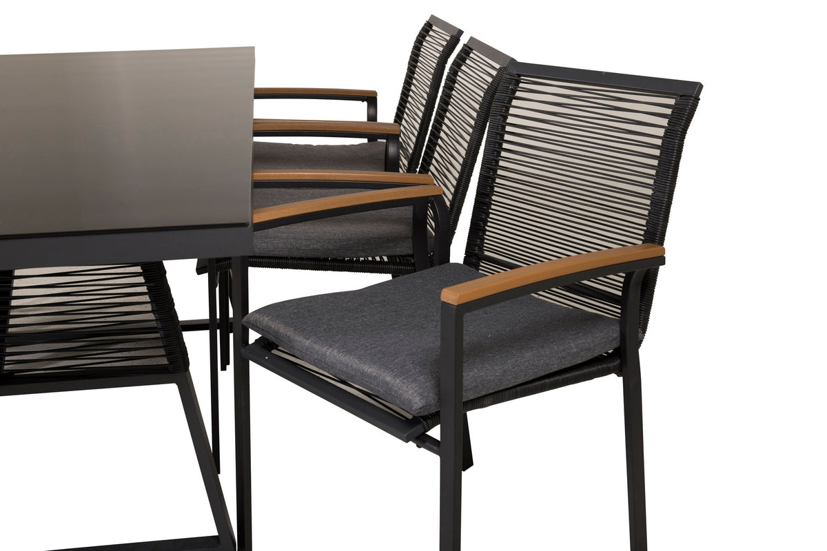 Dallas Gartenstuhl in Schwarz präsentiert im Onlineshop von KAQTU Design AG. Gartenstuhl mit Armlehnen ist von Venture Home