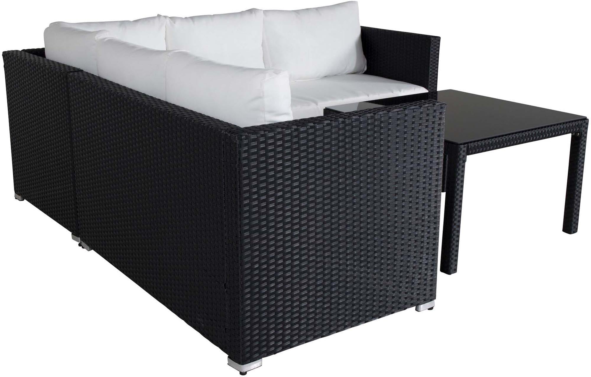 Kuba Ecksofa Outdoorset 70cm in Schwarz / Weiss präsentiert im Onlineshop von KAQTU Design AG. Loungeset ist von Venture Home