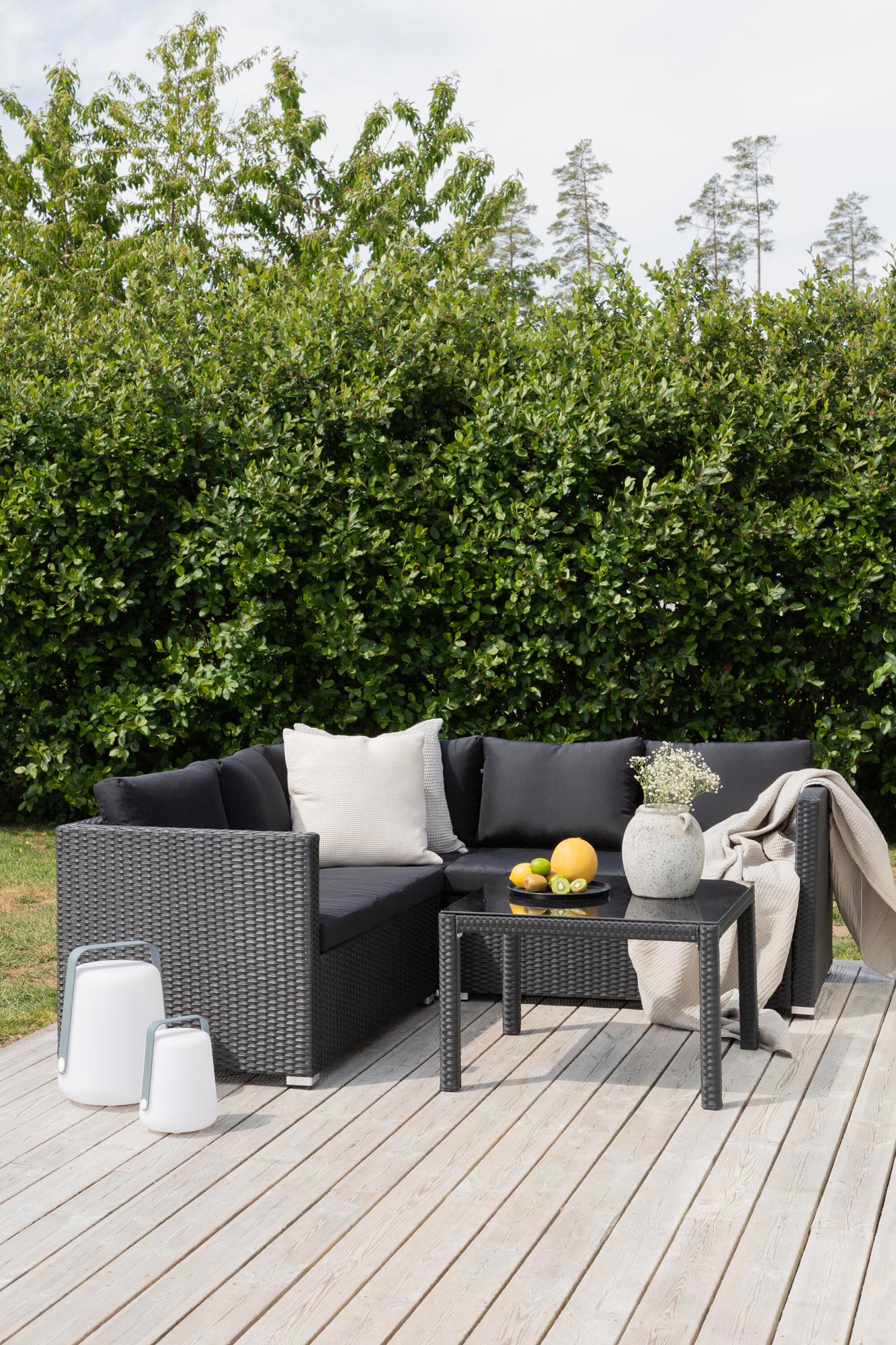Kuba Ecksofa Outdoorset 70cm in Schwarz präsentiert im Onlineshop von KAQTU Design AG. Loungeset ist von Venture Home