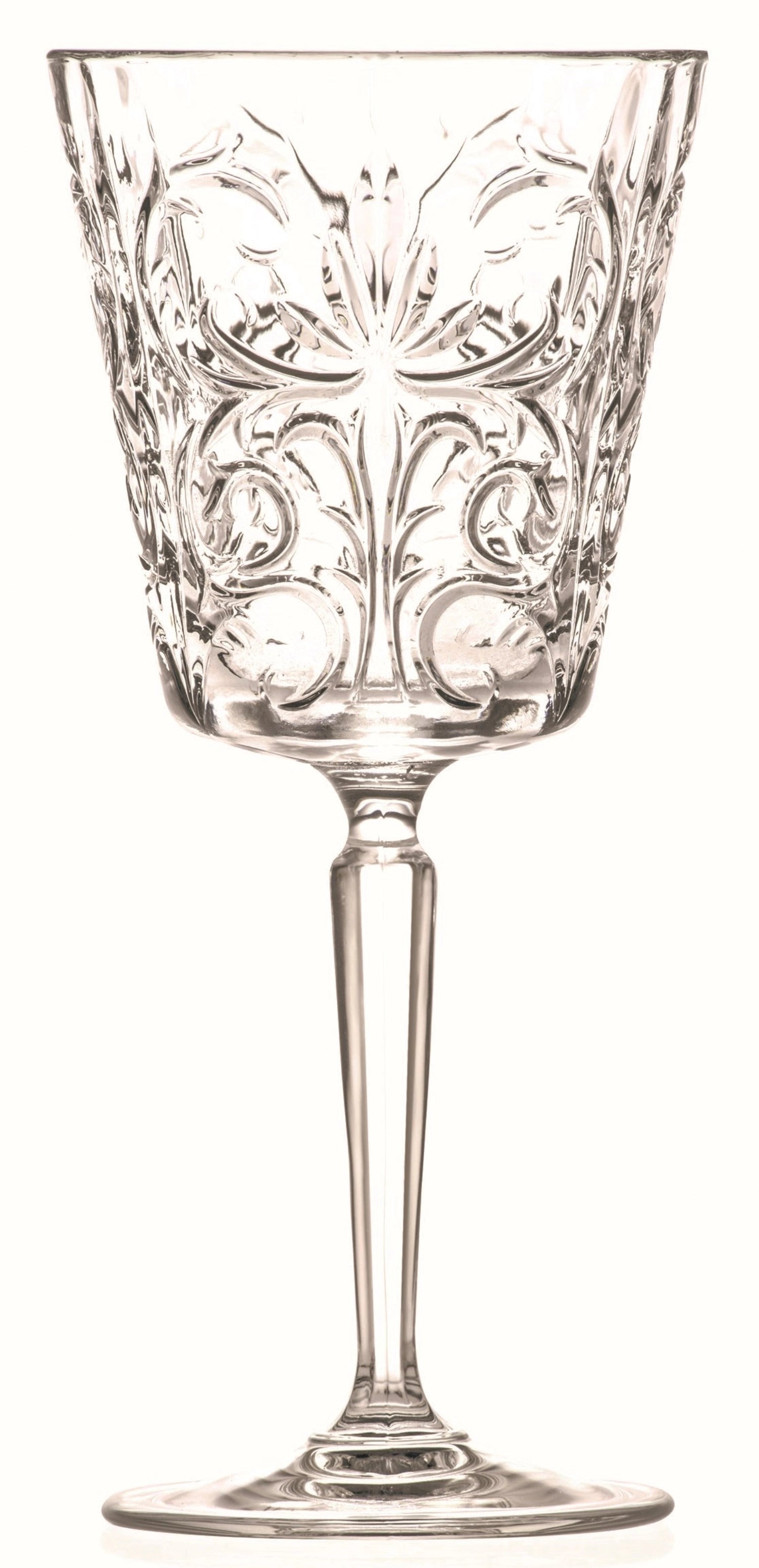 Stilvolles 6er Set Tattoo Weingläser von RCR, Ø8.8 cm, H19.4 cm, 29cl, ideal für besondere Anlässe und Weinverkostungen.