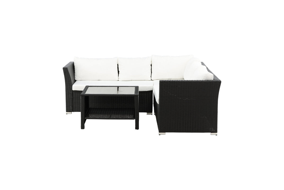 Haiti Ecksofa Outdoorset 70cm in Schwarz / Weiss präsentiert im Onlineshop von KAQTU Design AG. Loungeset ist von Venture Home