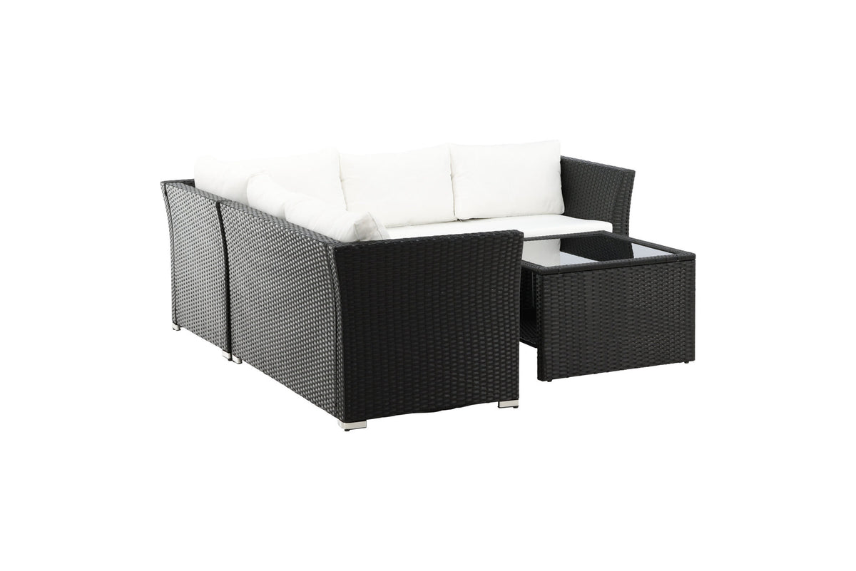 Haiti Ecksofa Outdoorset 70cm in Schwarz / Weiss präsentiert im Onlineshop von KAQTU Design AG. Loungeset ist von Venture Home