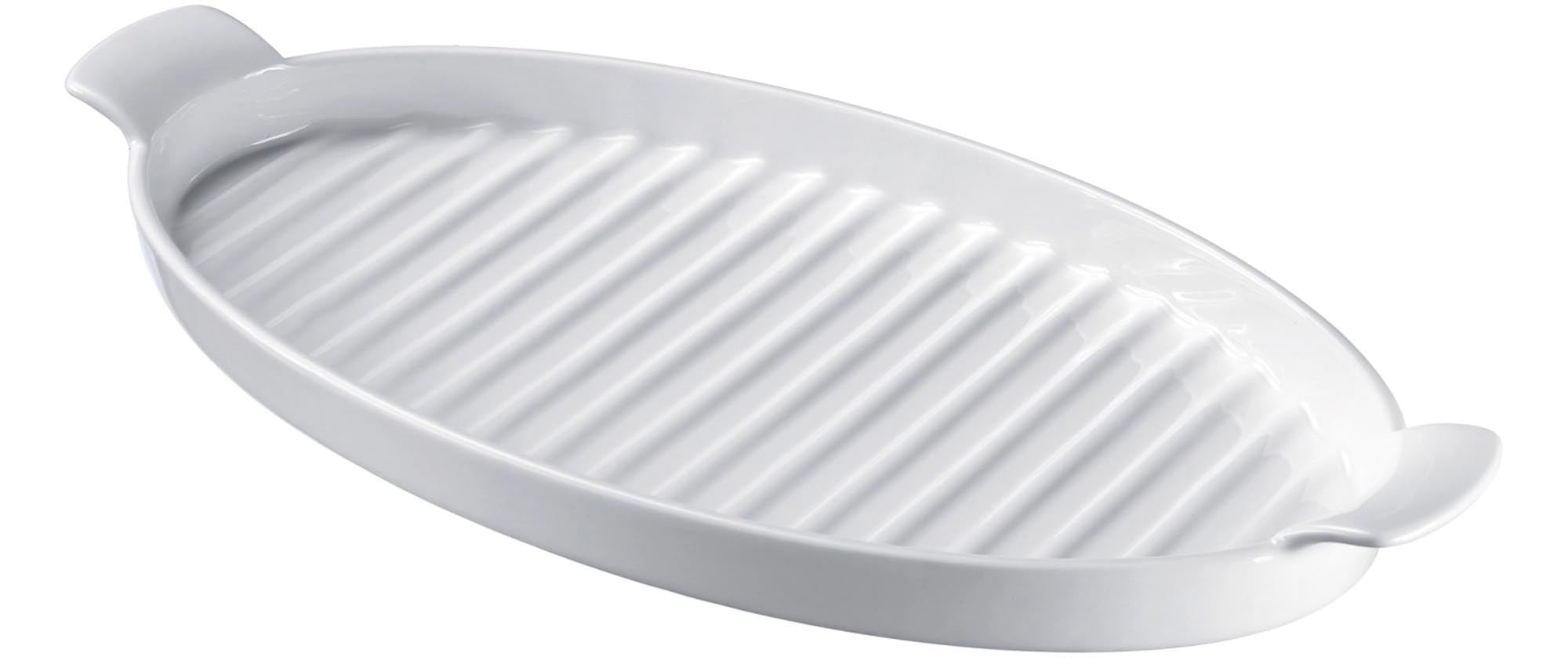 Spargelplatte m. Bodenrillen, 39.5x20x4cm, Porzellan in Weiss präsentiert im Onlineshop von KAQTU Design AG. Platte ist von Westmark