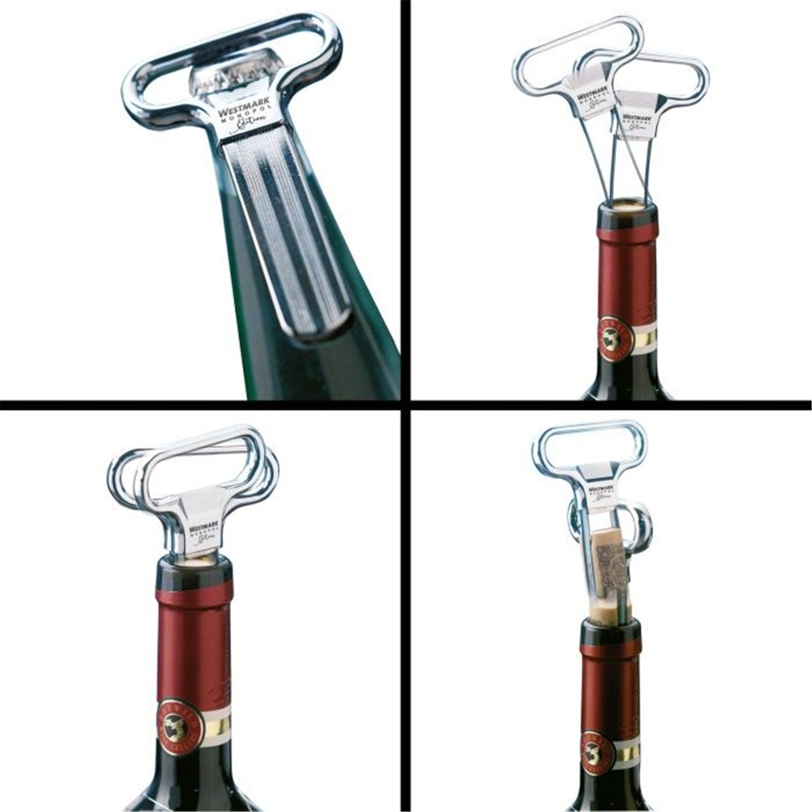 Eleganter Ah-So Korkenzieher von Westmark, verchromt, ideal für fragile Korken, kompakte Masse: 11x6.5x1cm.