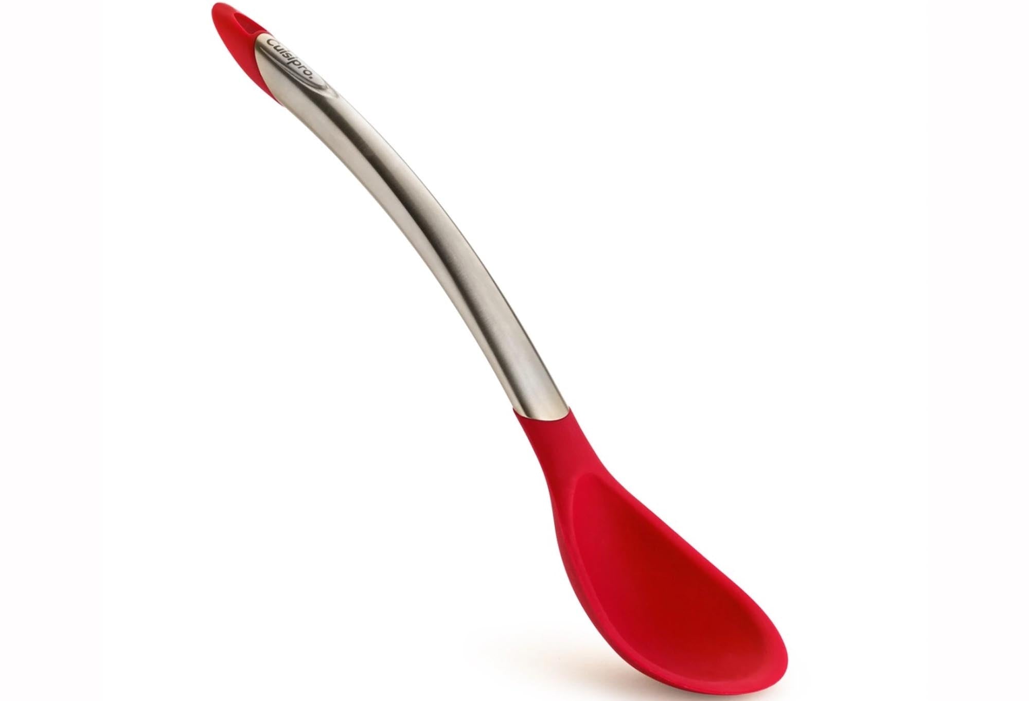 Cuisipro Löffel 30.5cm: Edelstahl & rotes Silikon, hitzebeständig, kratzfrei, ergonomisch, spülmaschinenfest. Perfekt für jede Küche!