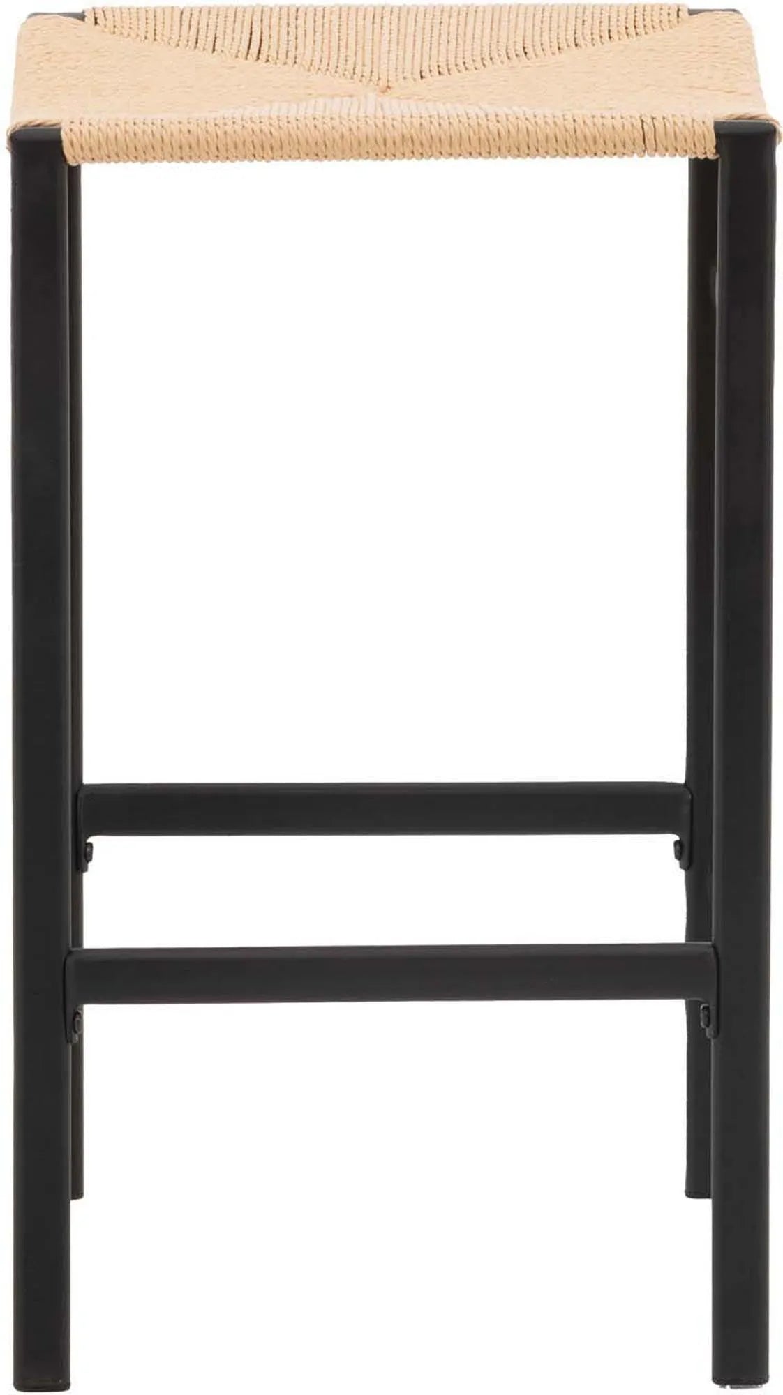 Der Polly Barstuhl vereint Rattan-Sitz und weiße Holzbeine zu einem stilvollen, platzsparenden Design für modernen Boho-Chic.