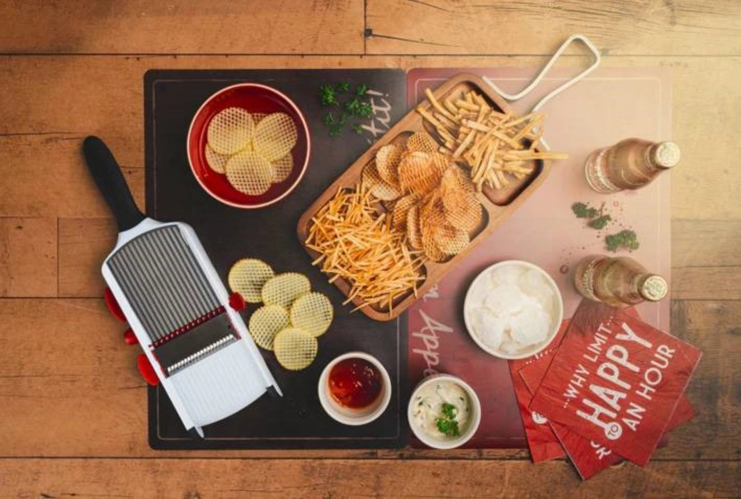 Mandoline mit 3 Klingen 36x10cm