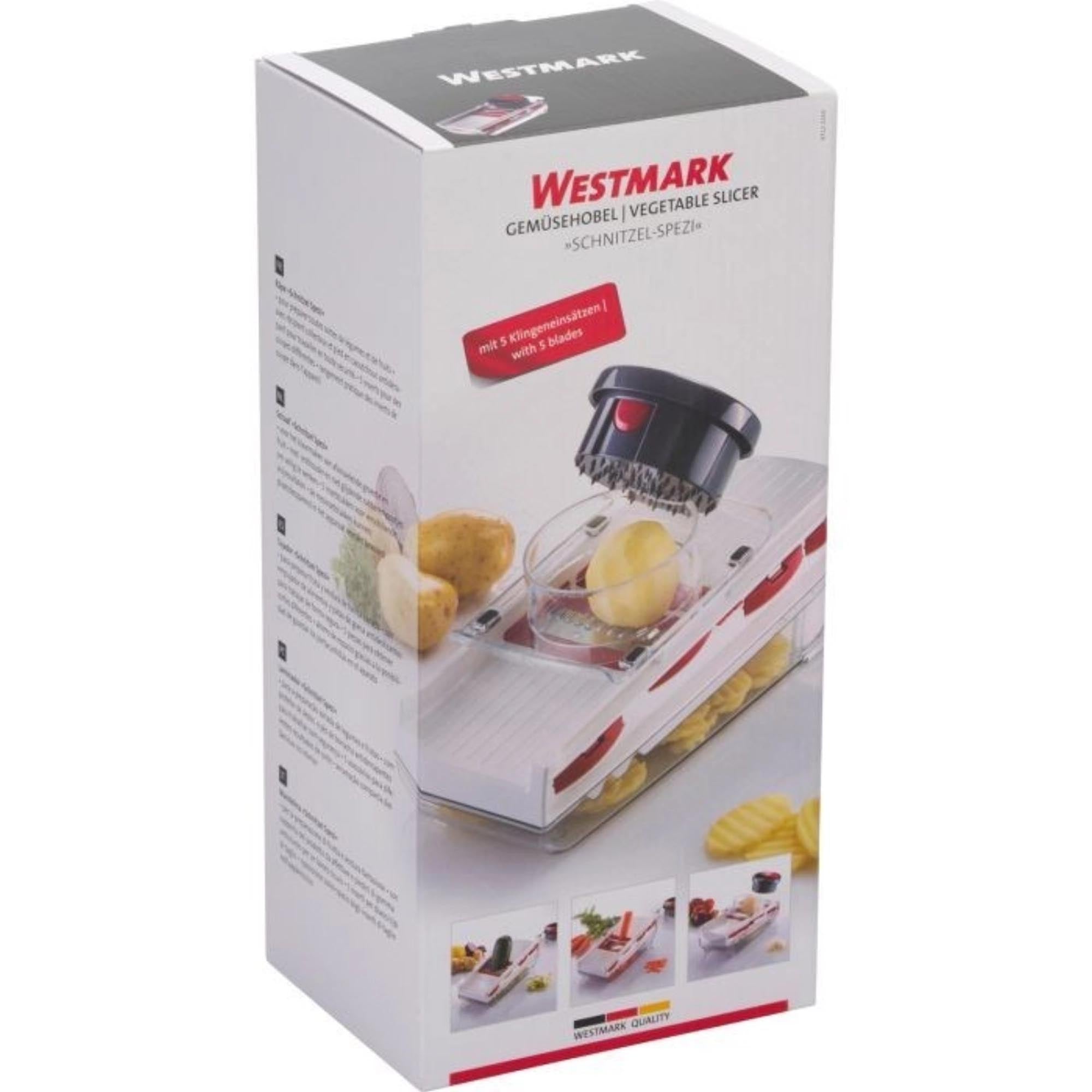 Praktischer Gemüsehobel von Westmark, ideal für präzises Schneiden und Hobeln, Maße: 30.5x13x14cm, robust und vielseitig einsetzbar.