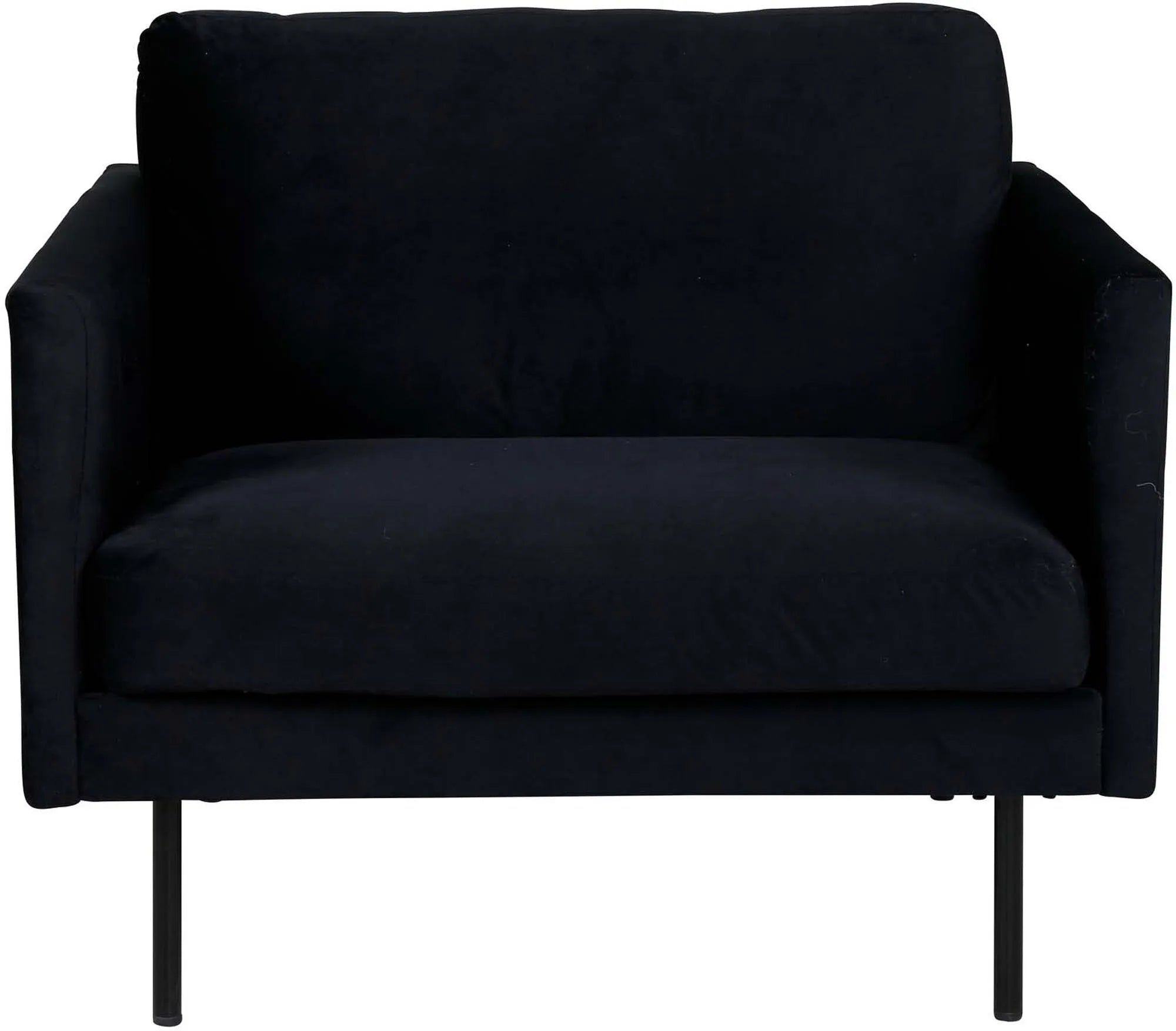 Der Zoom Sessel von Venture Home: Luxuriöser schwarzer Samt, nordisches Design, eleganter Komfort für stilvolle Entspannung.