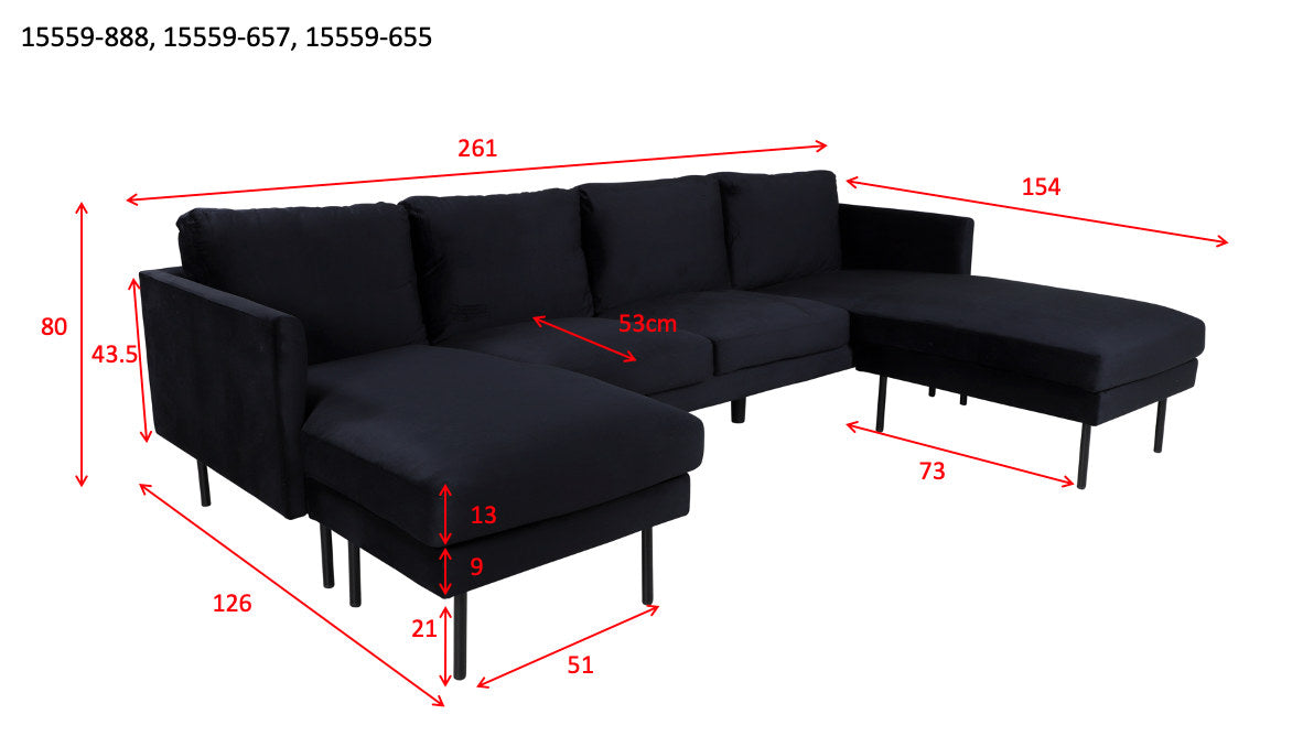 Zoom U-Sofa in Grau präsentiert im Onlineshop von KAQTU Design AG. L-Sofa rechts ist von Venture Home