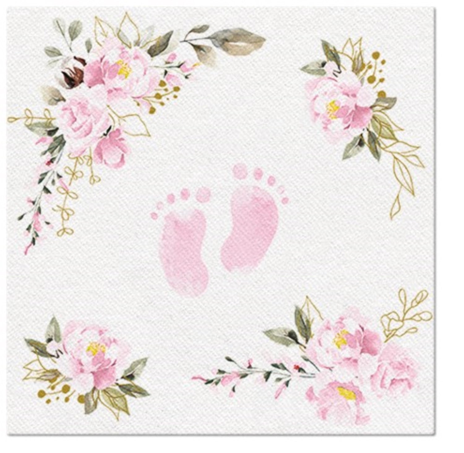 Servietten Dinner 50x Baby feet hellrosa, 40x40cm in Rot präsentiert im Onlineshop von KAQTU Design AG. Servietten ist von PAW