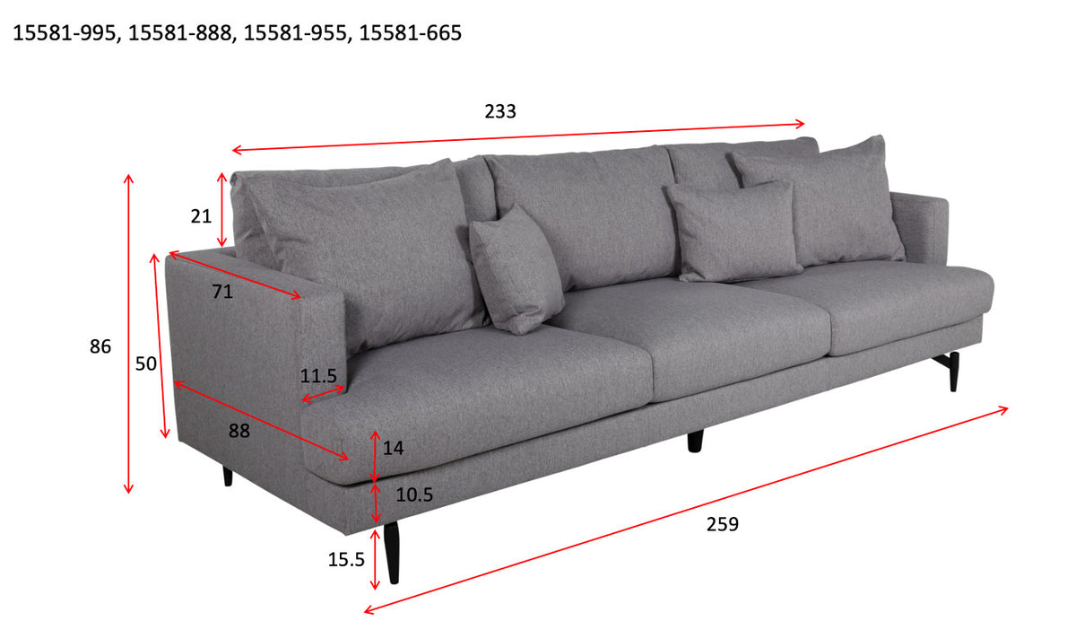 Sofia Sofa in Dunkelgrau präsentiert im Onlineshop von KAQTU Design AG. 3er Sofa ist von Venture Home