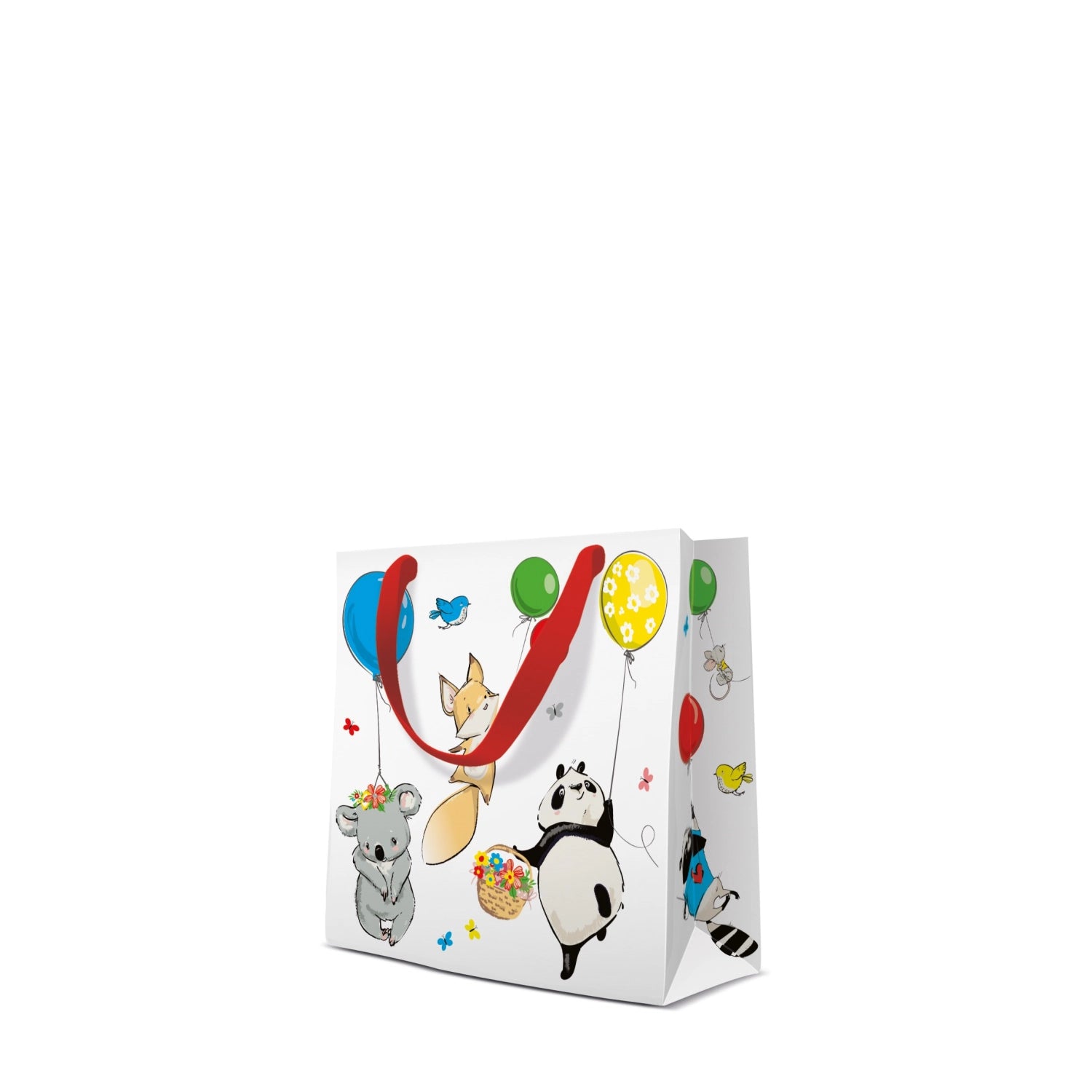 Geschenktüte bunt Tiere m. Luftballons 17x6x17cm in Mehrfarbig präsentiert im Onlineshop von KAQTU Design AG. Geschenkzubehör ist von PAW
