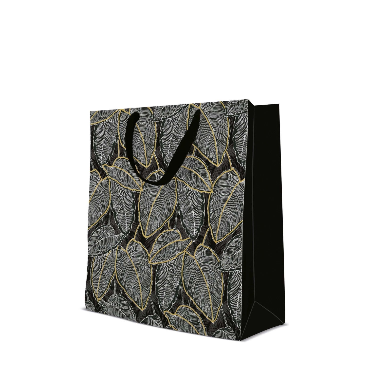 Geschenktüte Jungle Blätter 33.5x26.5x13 cm in Silber präsentiert im Onlineshop von KAQTU Design AG. Geschenkzubehör ist von PAW