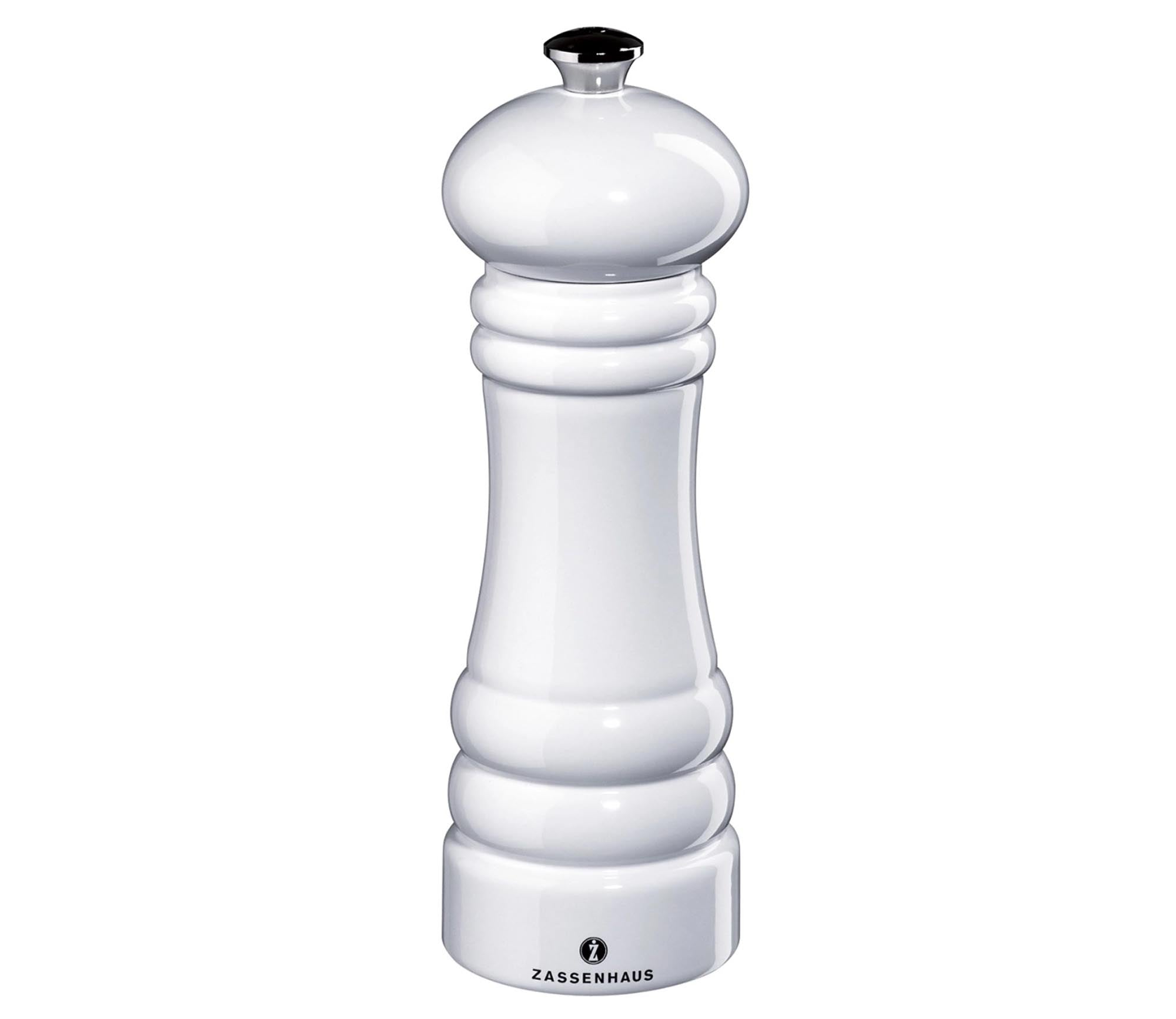 Elegante 18 cm Salzmühle "Berlin" von Amefa, weiß glänzend, mit einstellbarem Mahlwerk für perfekte Salz-Körnung.