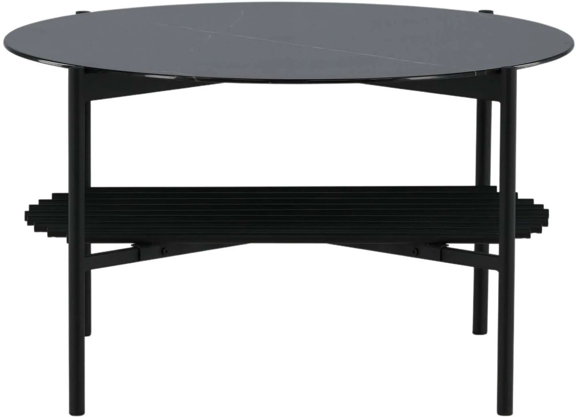 Moderner runder Staf Tisch mit Marmorglas von Venture Home.