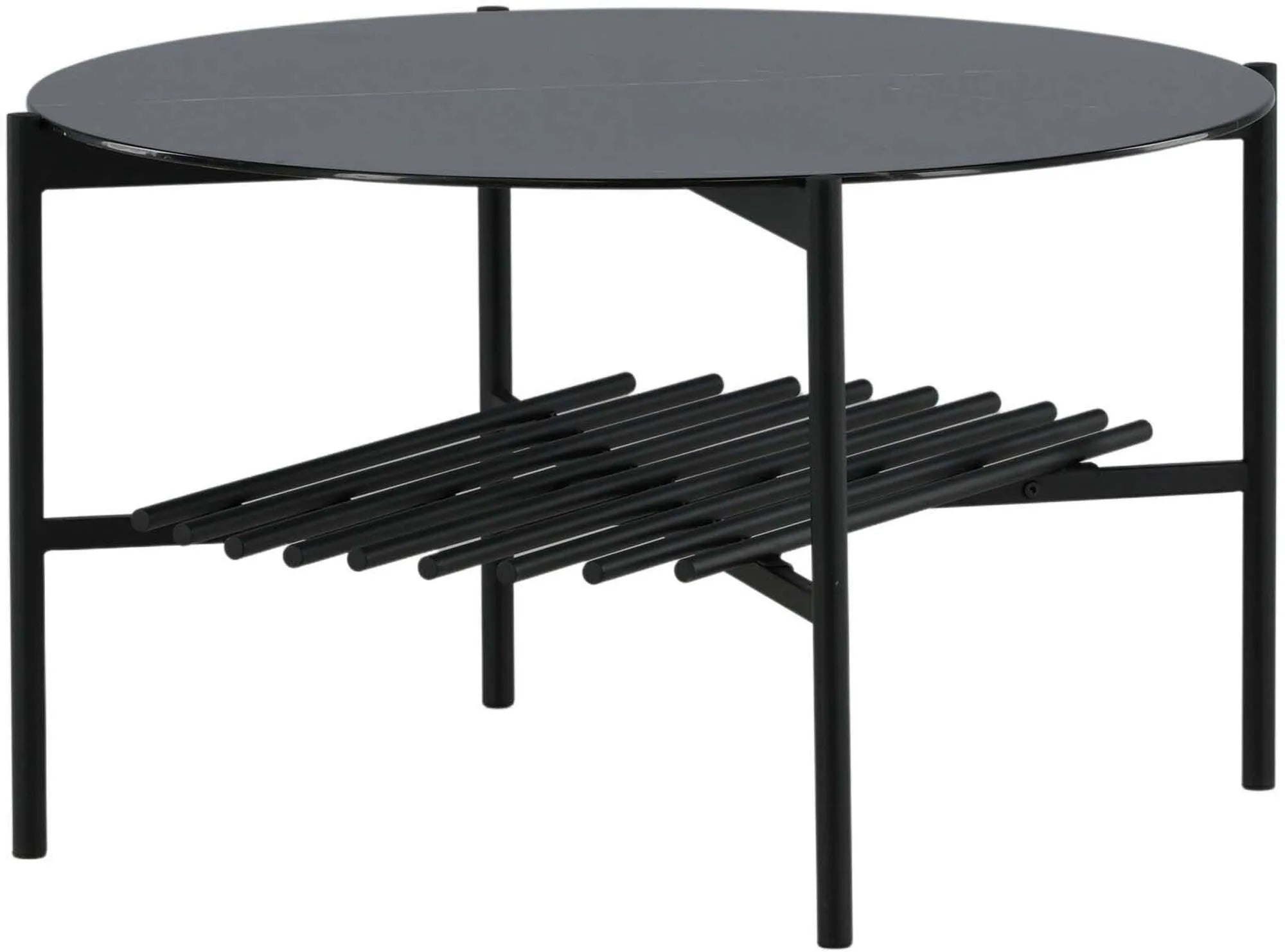 Eleganter runder Staf Tisch von Venture Home mit Marmorglas-Design.