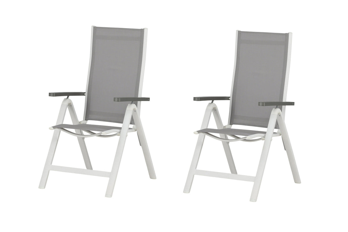 Klappbarer Gartenstuhl Albany Light mit Armlehnen, Sitz aus Textilene, Gestell aus Aluminium