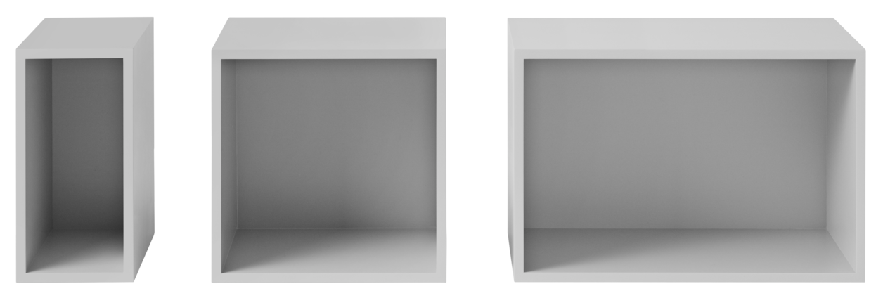 Stacked Storage System Gross (mit Rückwand) in Hellgrau präsentiert im Onlineshop von KAQTU Design AG. Regalsystem Einzelteile ist von Muuto