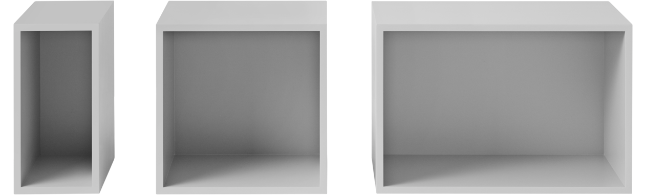 Stacked Storage System Klein (mit Rückwand) in Hellgrau präsentiert im Onlineshop von KAQTU Design AG. Regalsystem Einzelteile ist von Muuto
