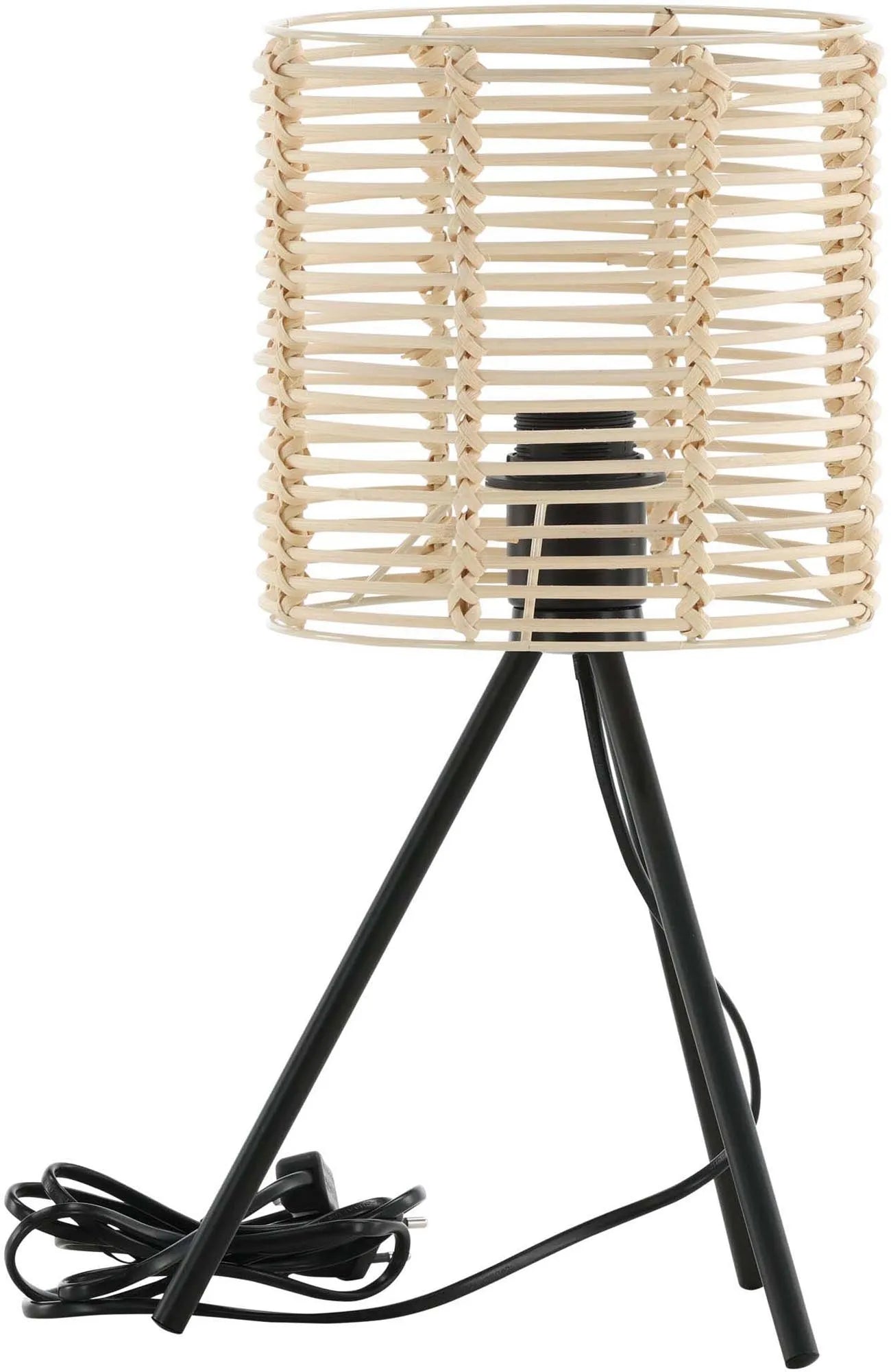Stilvolle Rattan-Tischlampe Fence von Venture Home für sanftes Licht.
